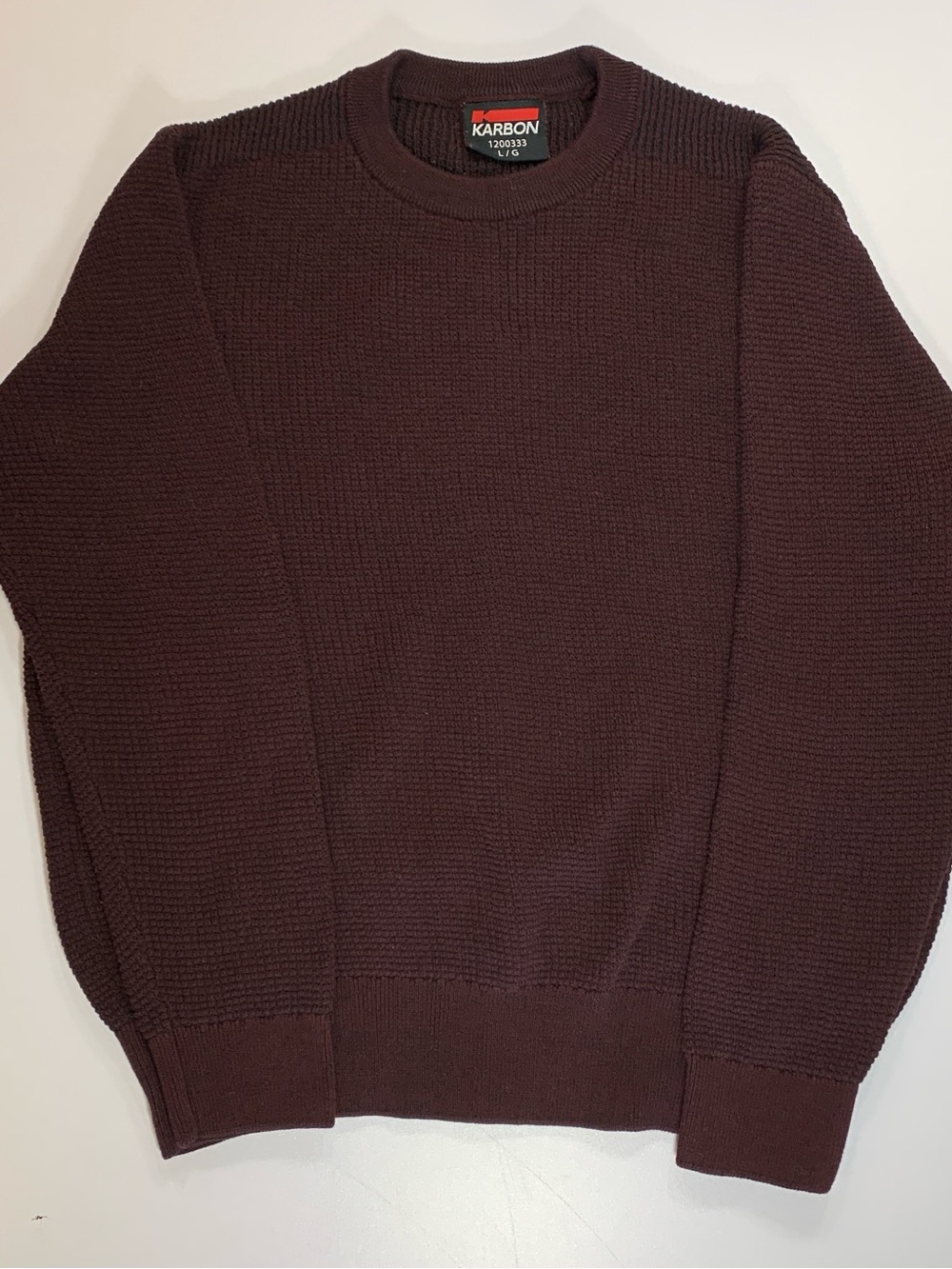 arbon Primaloft Sweater Large Burgundy Waffle Knit Crew Neck Long Sleeve